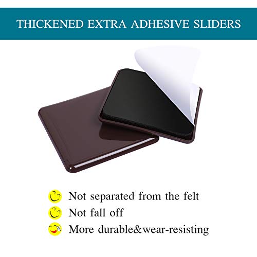 Ezprotekt 2.5" Furniture Sliders for Carpet, Self-Adhesive Furniture Glides - color: Brown, size: 2.5" x 2.5"