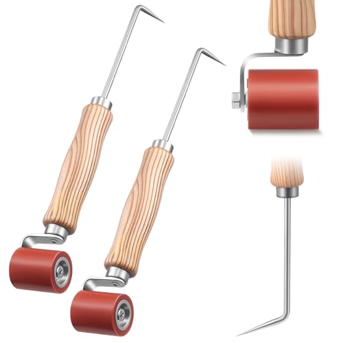 2 Pcs Seam Roller with Seam Tester Probe 40mm Silicone Roofing Roller Smoothing Combo Tool for PVC/TPO/EPDM Woodworking Flooring Wallpaper Single Ply Roofing Tape Hot Air Tools