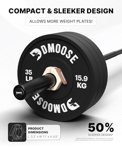 DMoose Fitness Barbell Clips 2 Inch (Pair) - Quick Release Olympic Barbell Clamps & Collars with Anti Slip TPR Grip for Secure Weightlifting and Powerlifting - Weight Clips for Bars at Home or Gym - color: Beige, style: Magnetic