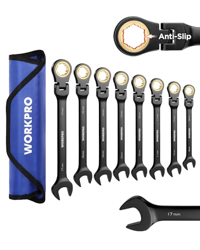 WORKPRO 8-piece Ratcheting Combination Wrench Set, Metric & Anti-Slip Tooth - size: Metric, style: Anti-Slip Tooth