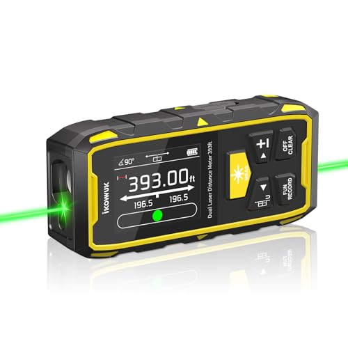 IKOVWUK Dual Laser Measuring Tool, 393FT/120M Bilateral Laser Distance Meter 6 Unit Switching, Rechargeable Digital Laser Measure with Backlit LCD Display, Angle Sensor, Multiple Measure Mode