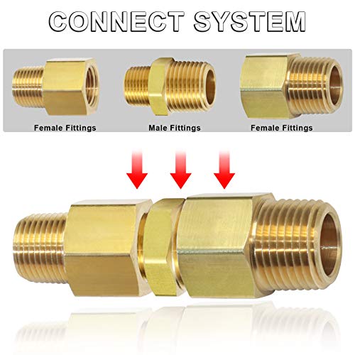 KOOTANS 1/2 NPT x 3/8 NPT Male Solid Brass Hex Nipples,4 PACK - size: 1/2 NPT x 3/8 NPT (O.D x O.D: 3/4'' x 5/8'')