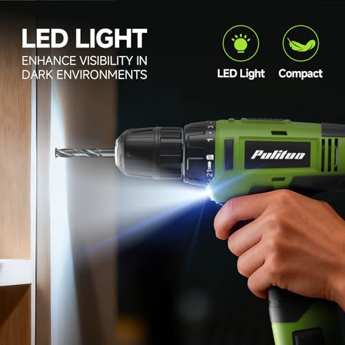 PULITUO Drill Set, 149-Piece Home Tool Set with Green 12V Cordless Drill, Tool Box, Hand Tool Kits for Women & Men and DIY Enthusiasts, for Home Improvement - style: 12V Set（Green）