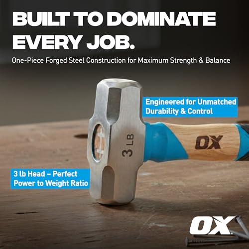 OX 3 lb Sledge Hammer - Mini Sledge with Hickory Handle - style: 3lb Club Hammer