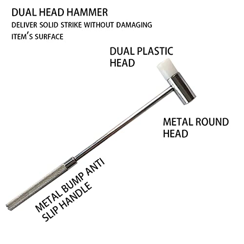 Dual Head Small Hammer, 7 Inches, Plastic Head and Metal Head, Black Plastic Grip, Double face Jewelry Mallet, Mini Hammer for Watch, Tuning, Woodworking, Toys, DIY, Leather, Instruments - style: 20CM-METAL HANDLE