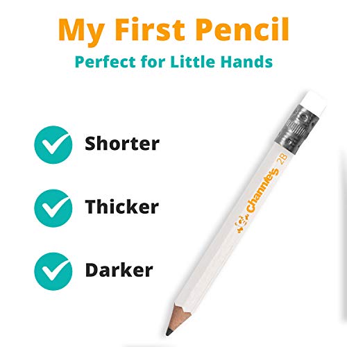 Channie's My First Pencil, Easy-to-Hold Jumbo Pre Sharpened Pencils #2 for Preschoolers, Kindergarteners & 1st Graders, White Wooden 2B Fat Pencils for Kids Ages 3-7, Pack of 2 (5 Each) & Sharpener - style: Easy-to-Hold Presharpened Big Pencils (My First