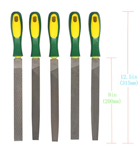 ASNOMY Heavy Duty 8“ Steel File and Rasp Set with Rubber Handles，High Carbon Steel Rasp & Flat Metal File for Wood, Metal, Steel, Plastic