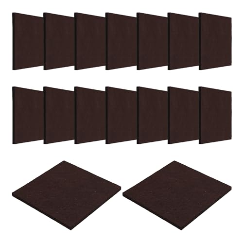 16PCS 3.54 x 3.54 Inch Square Felt Pads, Soft Adhesive Non-Slip Backed Felt, Cuttable Floor Protectors for Furniture Legs, Brown Anti Scratch Furniture Pads - size: 3.54 x 3.54 Inch