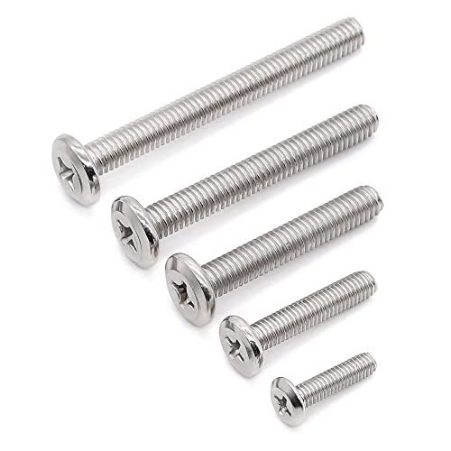 Glvaner (50 pcs) M4-0.7 x 25mm Binding Screws, Flat Round Head Phillips Drive Machine Screw 304 Stainless Steel 18-8 Full Thread, Furniture Screw Connection Bolt Screw - size: M4-0.7 x 25mm