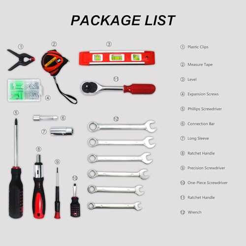 238PCS Tool Set, Complete Home Maintenance Tool Kit, General Mechanic Hand Tool Set with Portable Tool Box, Basic Household Repair Tool Set for Home Garage DIY Projects & Daily Maintenance - color: 238pcs - Black