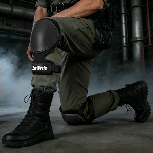 Tactical Knee Pads for Work, Hunting, Construction, Gardening, Paintball w/Foam Padding, Hard Shell & Adjustable Straps (Black) - color: Black