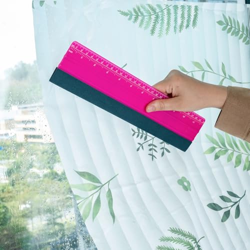 FOSHIO Professional Squeegee for Vinyl, Decals, Sticker Paper, Wallpaper, Window Film, Craft, Suede Felt Squeegee Smoothing Tool with Ruler, Pink (12 inches) - size: 12 inches