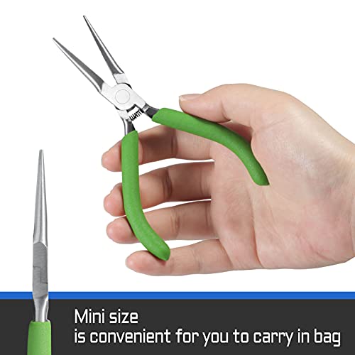 Small Needle Nose Pliers for Jewelry Making, 5 Inches Long Nose Pliers with Long Tapering Mini Pliers Serrated Jaws for Bending Wire, Gripping - style: Needle Nose Plier