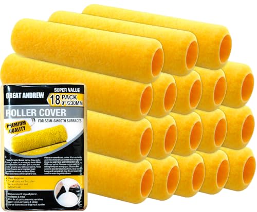 Great Andrew 18 PCS Paint Roller Covers 9 Inch, 3/8" Nap - size: 18 PCS, 9-Inch