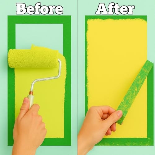 Green Painters Tape - Masking Tape 2 Inch Wide (1.88" x 90FT) - Multi-Surface, Smart Adhesion, Indoor & Outdoor - 1 Roll Paint Tape for DIY, Labeling, Art, Car (#3910) - color: Green