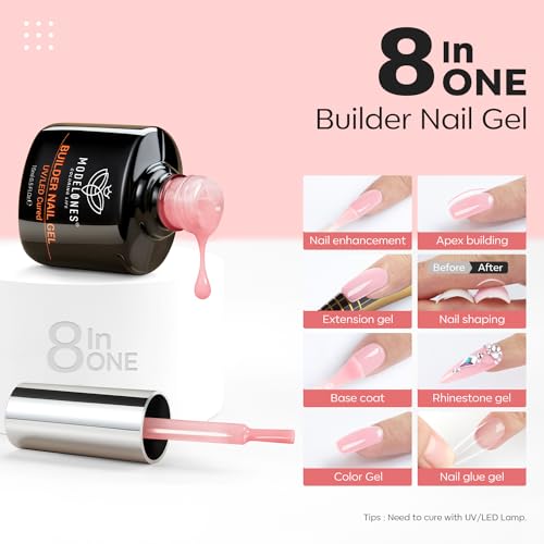 modelones Builder Nail Set, Base Colors 8-in-One Jelly Nude,6 Colors - color: B3-Crimson Blush