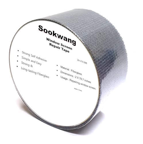 Window Screen Repair Kit Tape Repair Kit for Window Screen and Screen Door Strong Adhesive Window Screen Mesh Repair Waterproof Screen Repair Kit（2 in × 6.56ft） Grey