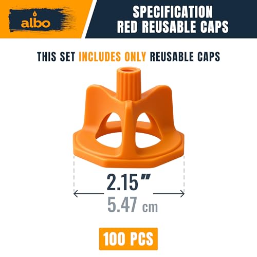 ALBO Reusable Caps 100 PCS for Tile Leveling System - Orange Replacement Caps for Floor & Wall Spacers - Anti-Lippage Installation Tools, Self-Leveling Spacer Kit for Ceramic, Stone & Tile Formats - style: Reusable Caps 100 PCS