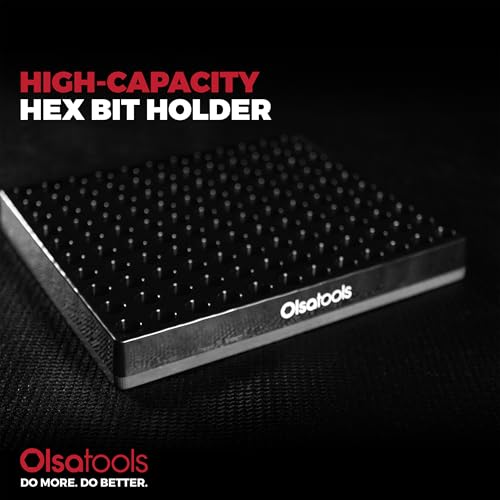 Olsa Tools Extra Large Hex Bit Organizer - Holds 120 Hex Bits - Magnetic Base Tool Organizer - Screwdriver Bit Holder for Shop and Garage - Durable Construction - Professional Grade - Part: 1784 - color: Black, size: XL - 1pc