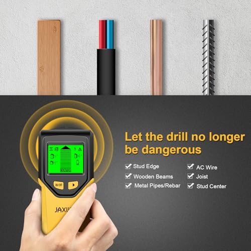 Stud Finder Wall Scanner - 5 in 1 Stud Finder Tool w/Smart Chip and HD LCD Display, Stud Detector Beam Finders for the Center and Edge of Wood AC Wire Metal Studs Joist Pipe (‎Silver Plate)