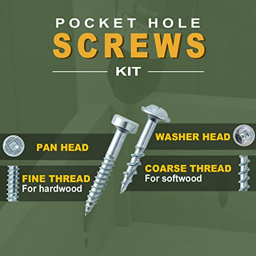 LIONMAX Pocket Hole Screws Assortment Kit 300PCS, Coarse&Fine Thread 6 Size - size: Coarse Thread + Fine Thread (300pcs)