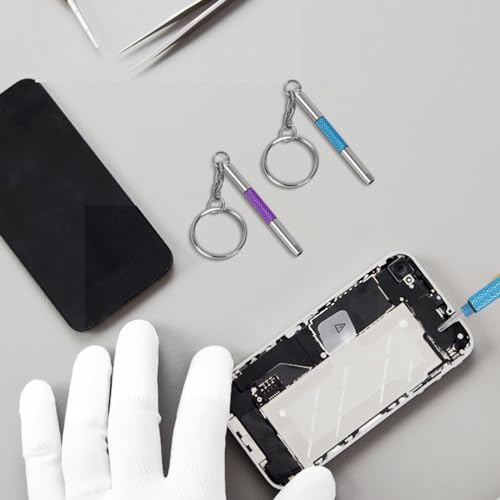 UNEAK - Eyeglass Screwdriver Repair Kit Blue & Purple Precision 3 in 1 Mini Screwdrivers Set Keychain Glasses, Sunglasses, Sunglass, Watch, Electronics, Eyeglasses, Flat Head, Phillips, Hex - color: Blue and Purple