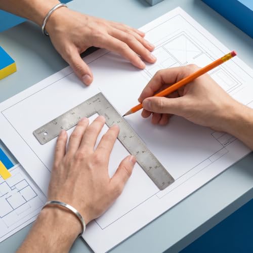 L Shaped Ruler Measuring Tool 6x4 Inch Framing Square Stainless Steel 90 Degree Right Angle Rulers for Engineer Carpenter Woodworker Mini Measuring Tool (Sliver)