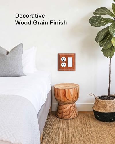 2-Pack Natural Bamboo Fiber Combo Duplex/Decorator Outlet Cover Plate - color: Wood Grain, size: 1 Duplex/1 Decorator 2PK