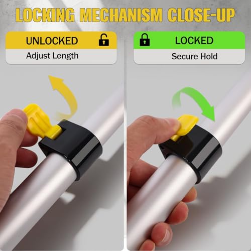 3.5-8FT Telescopic Extension Pole, Heavy-Duty Multi-Purpose Extendable Pole - size: 8 Feet