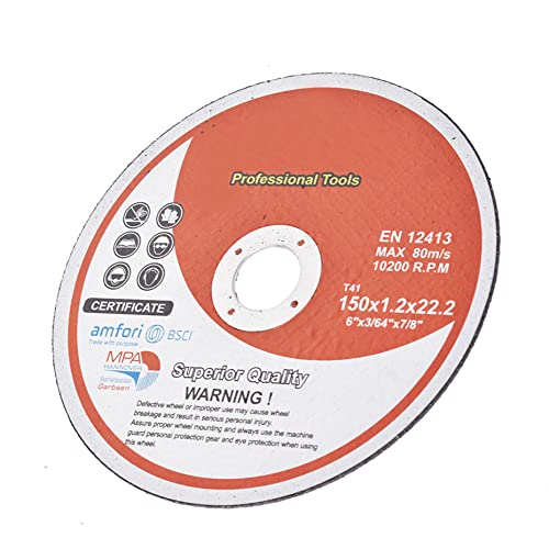 kimllier 100 Pack Cut Off Wheel 6 Inch x 0.045 Inch x 7/8 Inch Metal and Stainless Steel Cutting Discs Fit for Angle Grinders