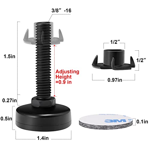 NANMOTUE Leveling Feet Adjustable Furniture Feet, 3/8'' UNC Thread Furniture Levelers, Adjustable Leveling Feet for Table Chairs Cabinets Sofa Raiser, 4PCS Table Leg Levelers - color: 4 Set