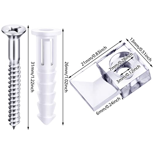 Blulu 20 Pack Glass Mirror Holder Clips for Wall Mounting | Glass Mirror Hanging Kit, Offset 0.24 Inch/ 6 mm, Hanging Retainer Fasteners with Screws and Anchors, for Fixing Cabinet Door - style: Classic Style