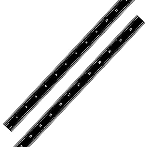 PEC Tools 24" Flexible Metal Ruler, Stainless Steel with Black Chrome Finish, High Contrast,16R Graduation (1/32", 1/64", 1/50", 1/100"), Easy to Read Machinst Rule for Professionals, Made in USA - color: Black Chrome-Flexible, size: 24"