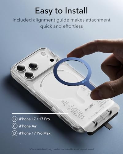 ESR for MagSafe Sticker, MagSafe Ring for iPhone 17, Samsung Galaxy - color: Dark Blue