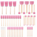 Foam Paint Brushes, 48 Pcs -10 Sizes, Paint Sponge, Premium Foam Brushes - color: Pink
