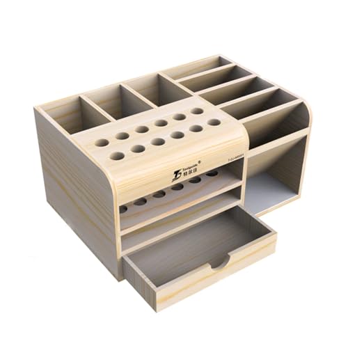 HZY Classic Wooden Tool Box with 20 Compartments for Screwdriver, Tweezers, Mobile Phone Repair, Desktop, Home DIY, Brown - style: Classic Wooden Tool Box