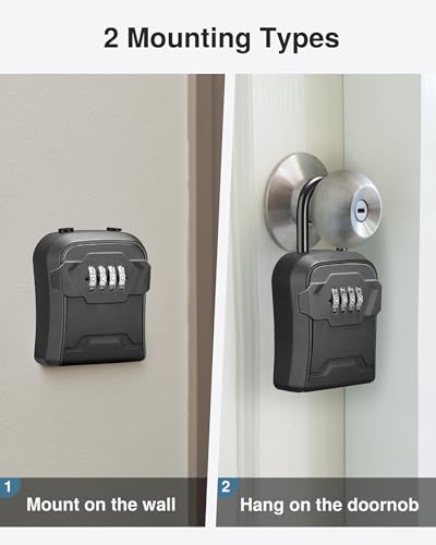 Puroma Key Lock Box for House Keys Combination Lockbox with Code, 1 Black - color: Pure Black