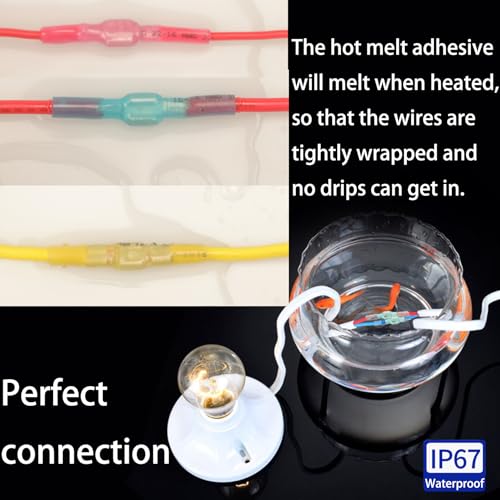 112pcs Heat Shrink Spade Connectors Kit, Waterproof Male & Female Spade Wire Connectors, Marine Grade Heat Shrink Crimp Connectors, Electrical Terminals