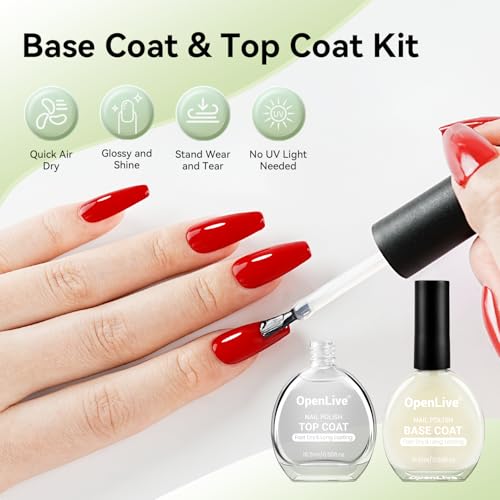 OpenLive Base and Top Coat Nail Polish, 16.5ml Large Volume - color: BT
