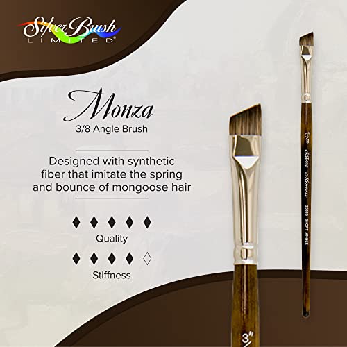 Silver Brush Limited Monza Short Angle Oil Paintbrush, Size 3/8 Inch - size: Size - 3/8
