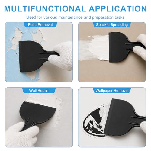 6 Pack Plastic Putty Knife Set, 6 Assorted Sizes 1.5" 2" 3" 4" 6" 8" Flexible Plastic Scraper Tools for Spackling, Drywall Repair, Patching, Caulking & Wallpaper Removal