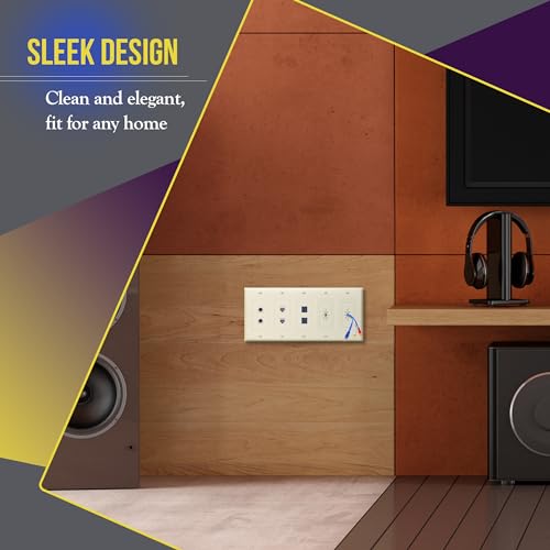 ENERLITES 5-Gang Decorator Light Switch Outlet Wall Plate Cover, 1 Pack - color: Light Almond, size: Standard Size