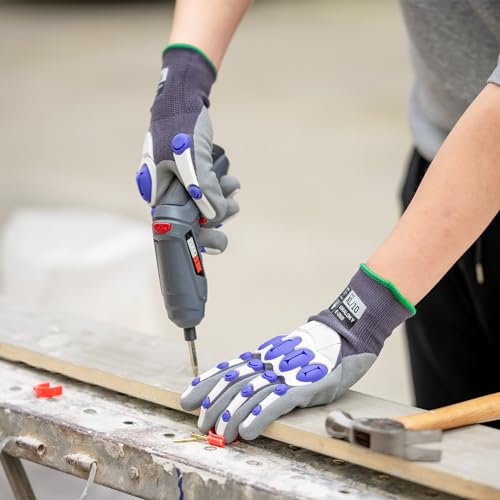 Safety Work Gloves Men Women, Impact Gloves with TPR Protection - color: Grey, size: Small