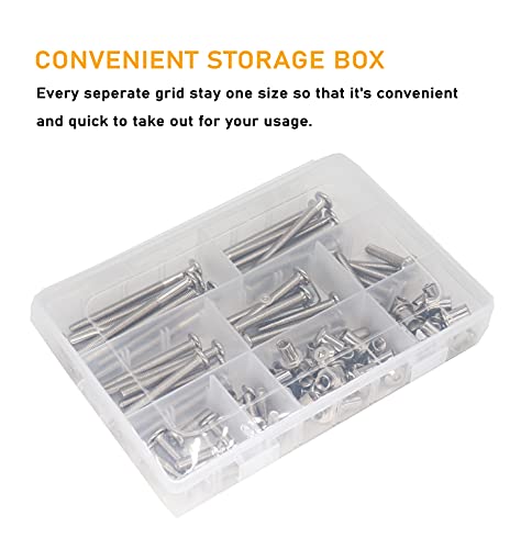 114 Pieces M6 Rivet Countersunk Hex Socket Cap Bolts and Hex Head Barrel Nuts Assortment Kit for Furnitures Cribs Chairs, Nickel Plated - size: M6 x 15-80mm Assortment Kit
