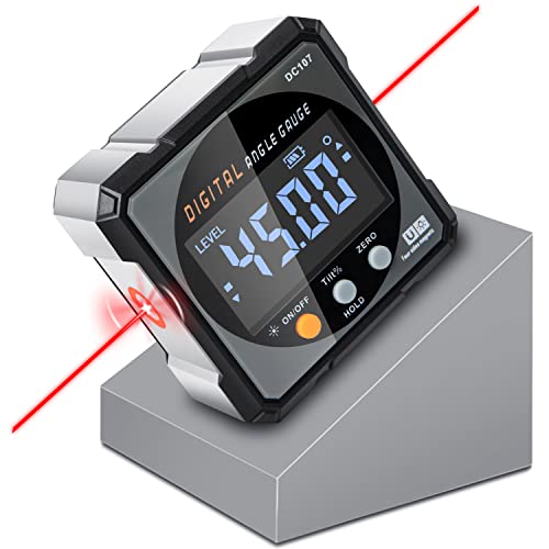 Digital Angle Finder & Gauge, Magnetic Dual Laser Inclinometer - color: Grey