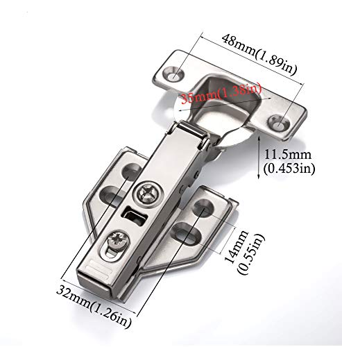 20Pcs Soft Close Full Overlay Cabinet Hinges with Clip-On Plate - color: Full Overlay, size: 20 Pieces