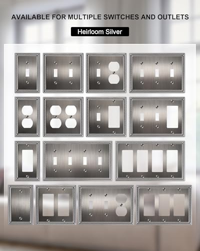 2-Pack Combo Toggle/Duplex Light Switch Cover Plate, Heirloom Silver - color: Heirloom Silver, size: Toggle/Duplex 2PK