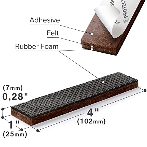 X-PROTECTOR Non-Slip Furniture Pads 8 PC 1”x 4” - Rubber Furniture Grippers - size: 8 Rectangular 1 x 4"