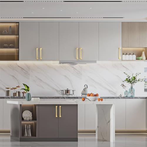 Asidrama 10 Pack 4 Inch(102mm) Brushed Gold Kitchen Cabinet Handles, Cabinet Pulls Kitchen Cabinet Hardware for Cupboard Drawer Pulls - color: Brushed Gold, size: 4" Hole Center, style: 10 Pack
