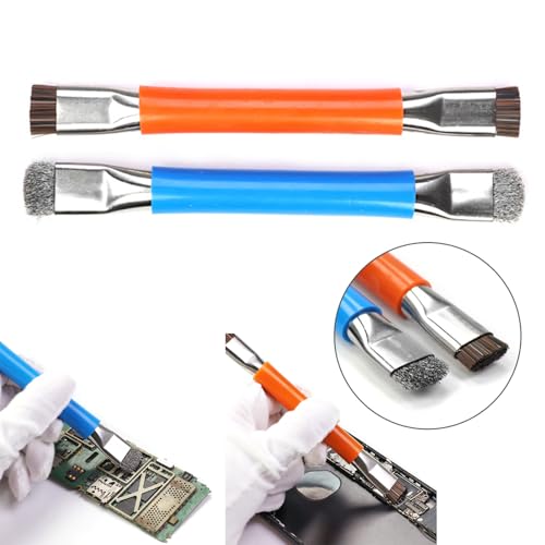 2Pcs Double Head Brushes for Electronics Repair Statics Protections and Efficient Wire Brush Solder Removal Too
